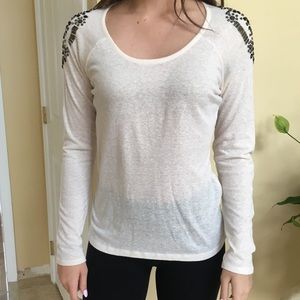 Armani Exchange Cream Colored Long Sleeve Top